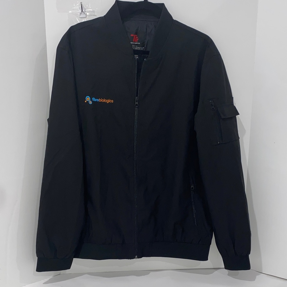 Men's Black Bomber Jacket Side Pockets Sleeve And Interior Pocket Size Large